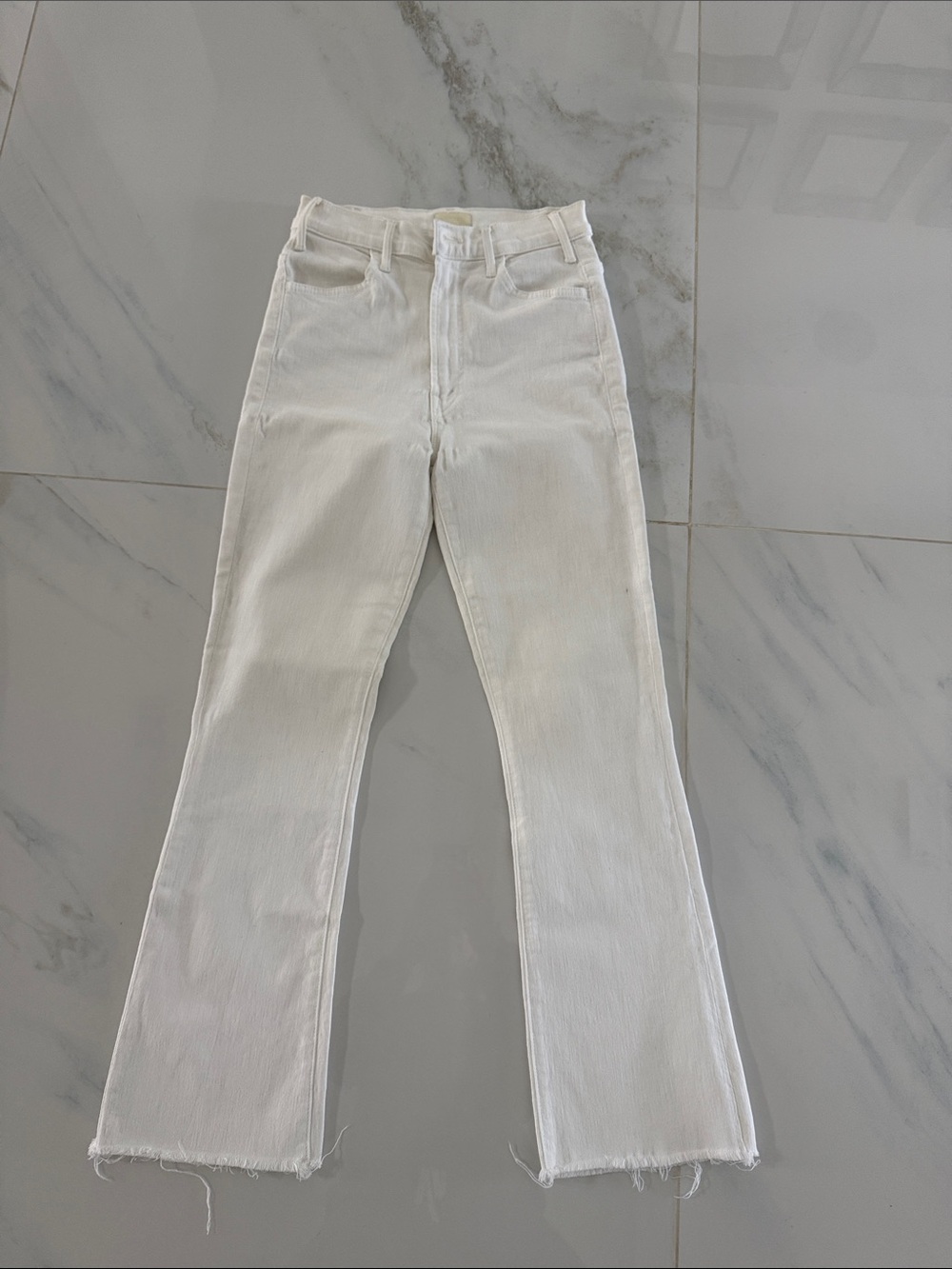 MOTHER White Flare Crop Jeans